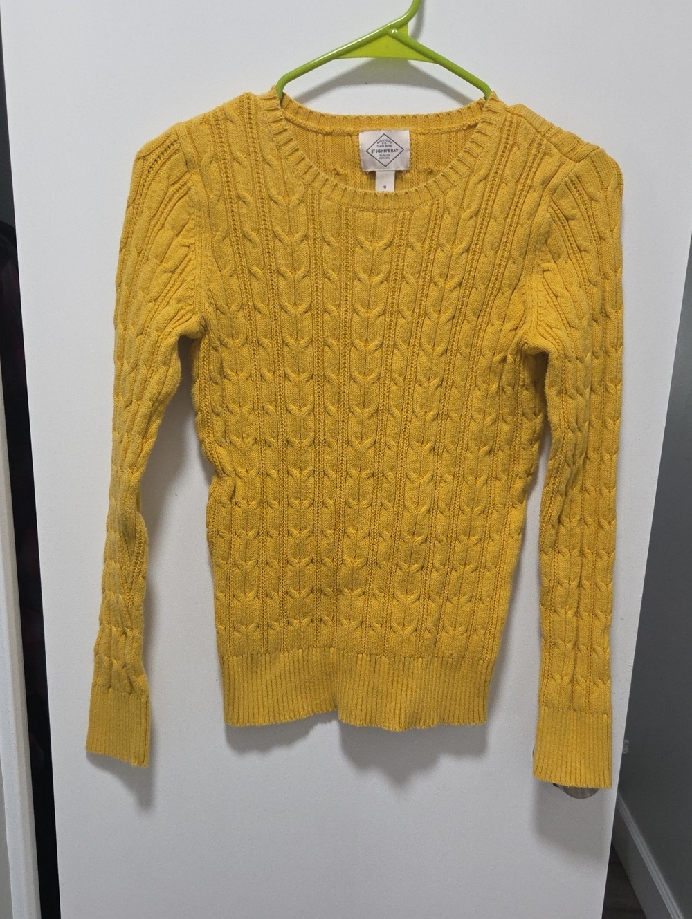St. John's Bay Cable-Knit Crewneck Sweater - Mustard Yellow